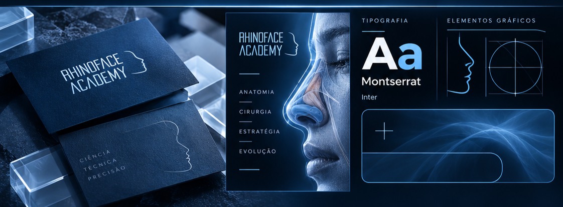 Aplicações da identidade Rhinoface Academy